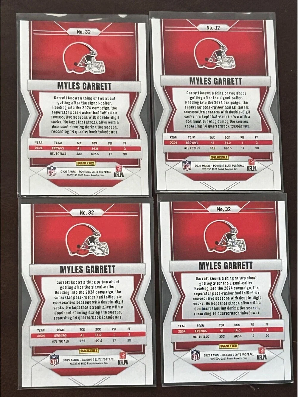 23 Elite Myles Garrett Cleveland Browns FB Lot 4 Cards- Green Parallel #674/999